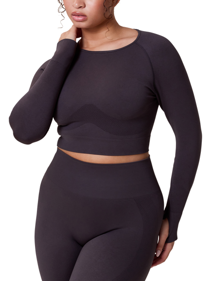 Lovall Sculpt Seamless Long Sleeve Top, Shadow, Shadow