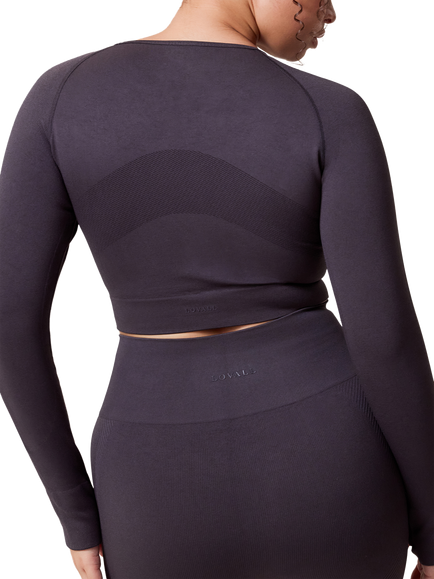 Lovall Sculpt Seamless Long Sleeve Top, Shadow - view 2, Shadow