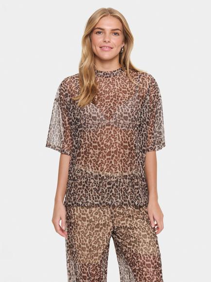 Saint Tropez Loreen T-Shirt, Brown/Black, Brown/Black