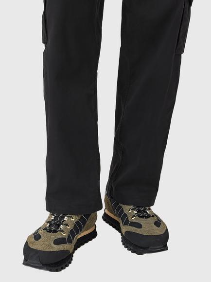 AllSaints Nevis Suede Blend Trainers - view 2, Khaki Green/Black
