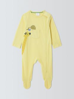 John Lewis Baby Giraffe Zip Up Sleepsuit, Yellow, Yellow