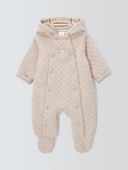 John Lewis Baby Quilted Pramsuit, Natural, Natural