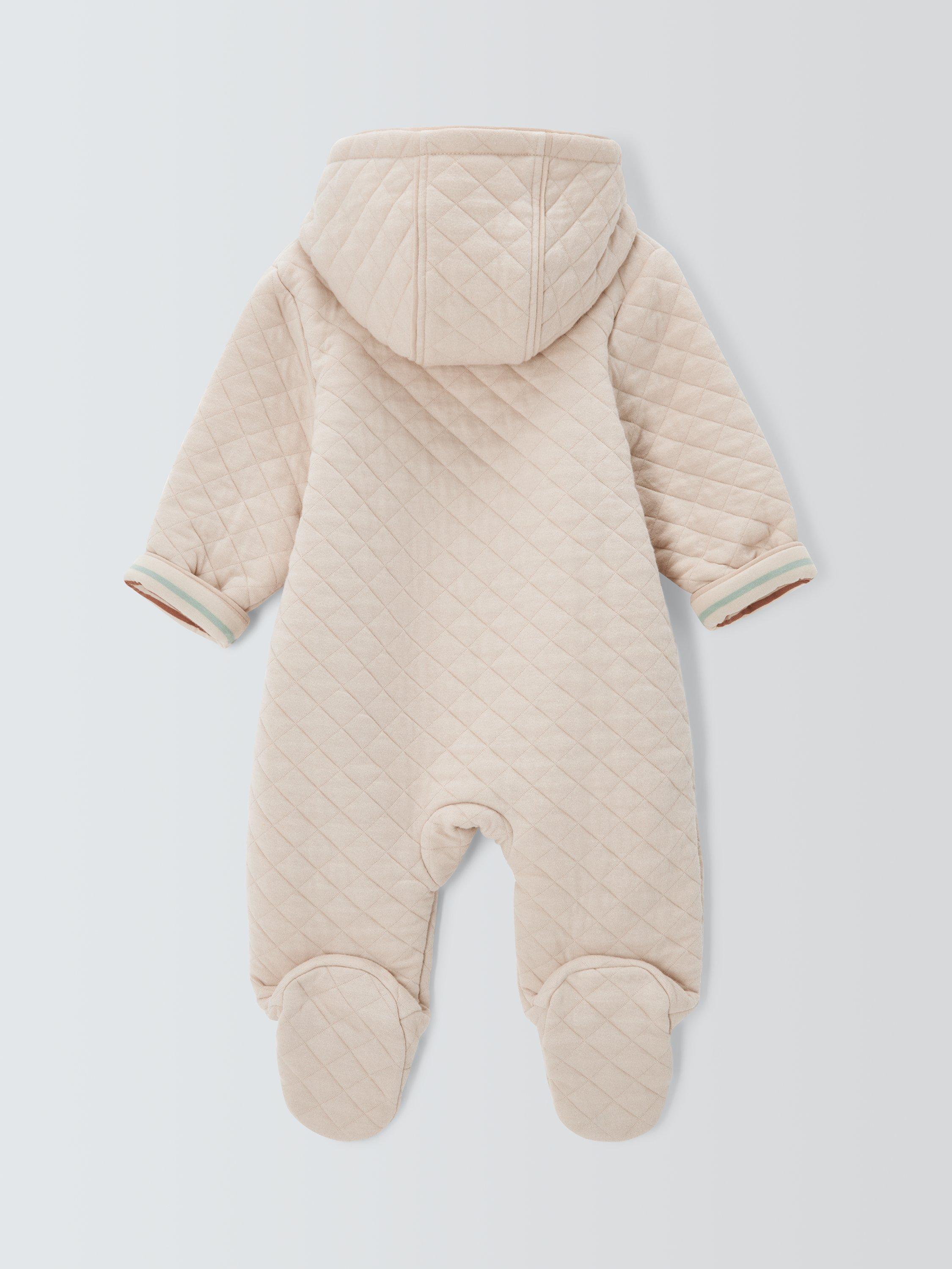 Product image 2 of 3, which shows John Lewis Baby Quilted Pramsuit, Natural, Tin years