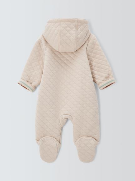 John Lewis Baby Quilted Pramsuit, Natural - view 2, Natural