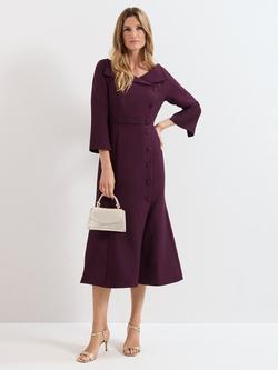 Phase Eight Petite Sienna Tuxedo Dress, Burgundy