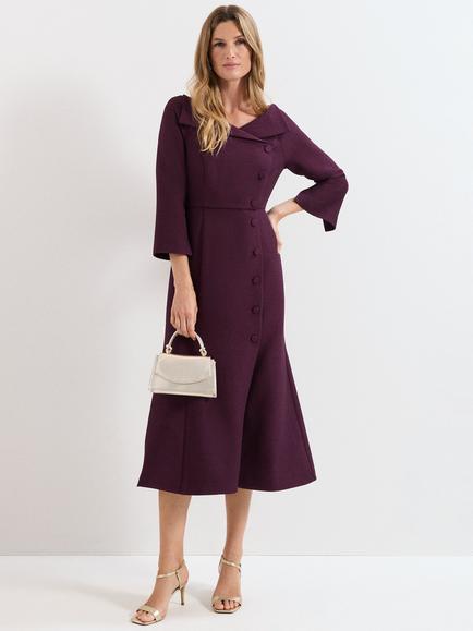Phase Eight Sienna Tuxedo Midi Dress, Burgundy, Burgundy