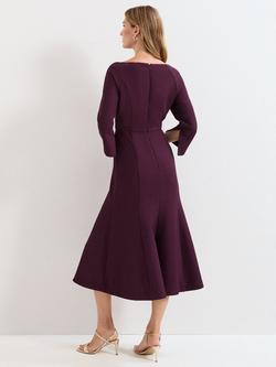 Phase Eight Sienna Tuxedo Midi Dress, Burgundy - view 2, Burgundy