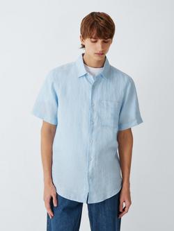 John Lewis Short Sleeve Linen Shirt, Blue