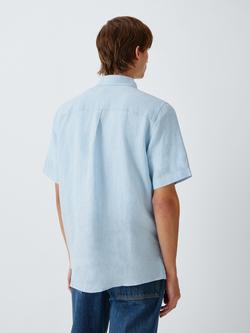 John Lewis Short Sleeve Linen Shirt - view 2, Blue