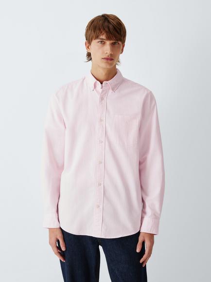 John Lewis Regular Fit Stripe Oxford Shirt, Light Pink