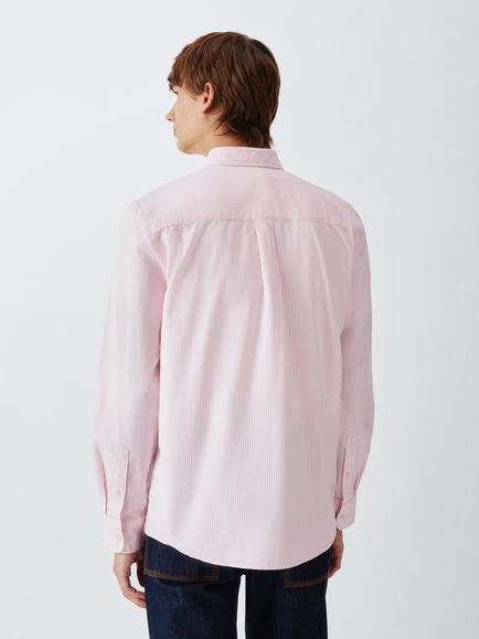 John Lewis Regular Fit Stripe Oxford Shirt - view 2, Light Pink