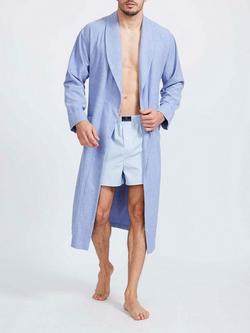 British Boxers Herringbone Brushed Cotton Dressing Gown - view 2, Staffordshire Blue