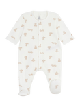 Petit Bateau Baby Cotton Pyjama Bodysuit, Marshmallow/Brun