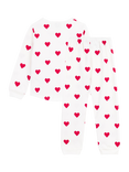Petit Bateau Kids' Cotton Long Sleeved Heart Print Pyjamas, Marshmallow/Terkuit