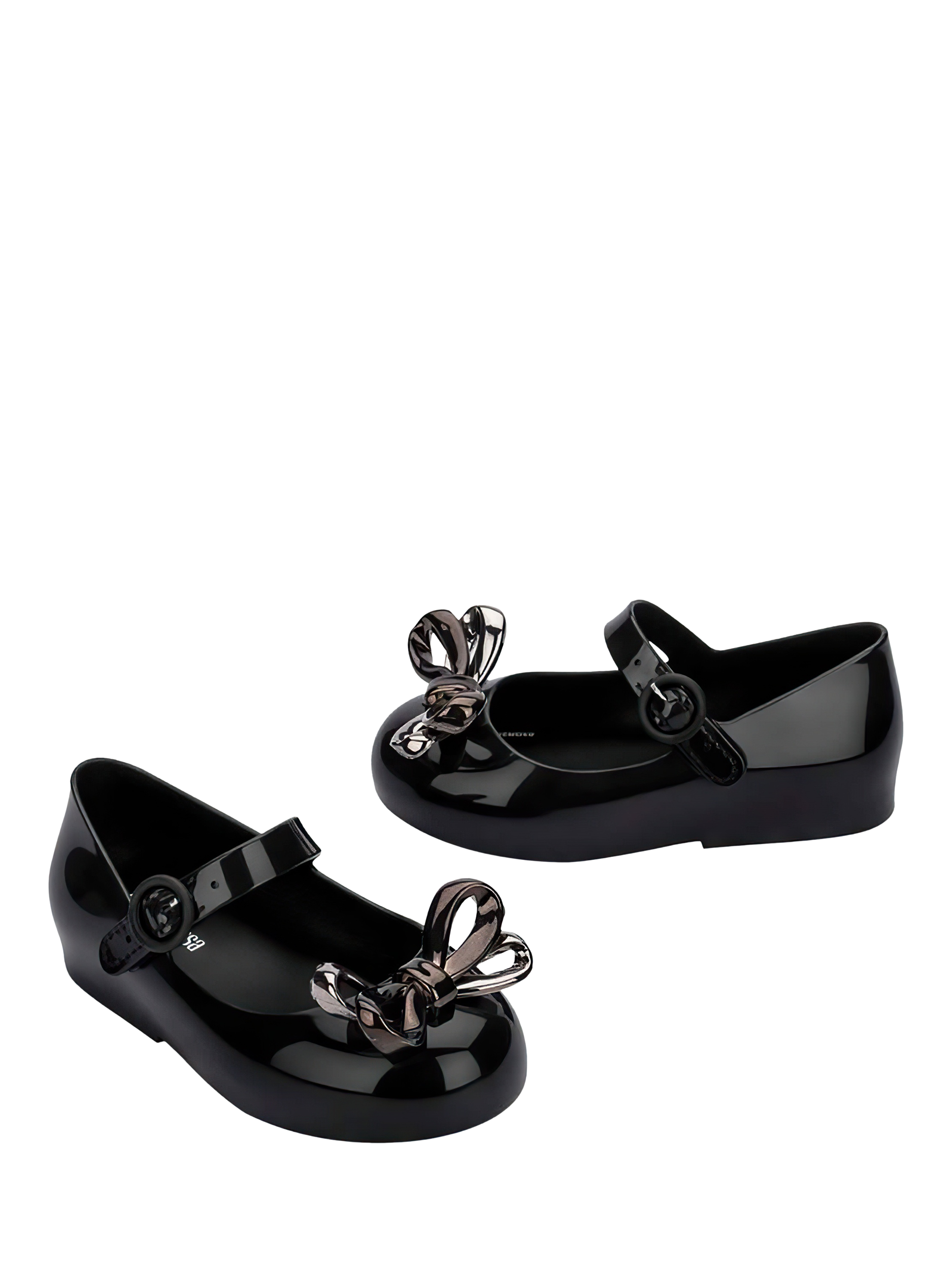 Product image 2 of 4, which shows Mini Melissa Kids' Sweet Love Buckled Jelly Ballet Flats, Black, 4 Jnr