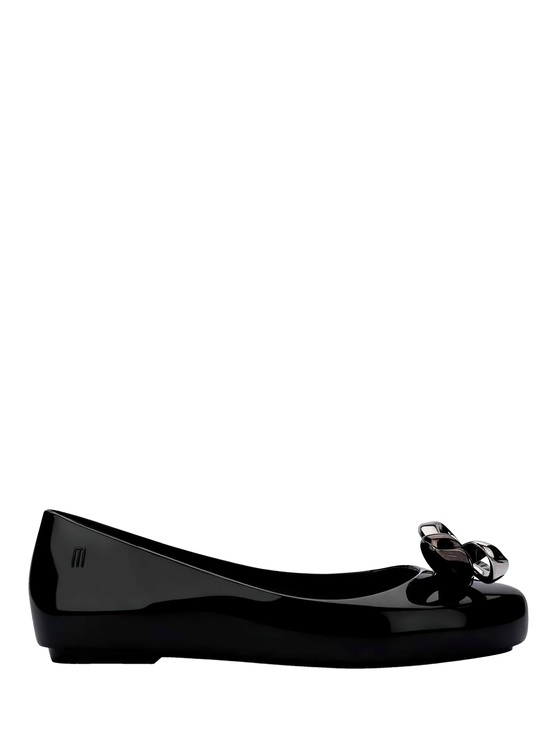 Product image 1 of 2, which shows Mini Melissa Kids' Sweet Love Glam Jelly Ballet Flats, Black, 11 Jnr