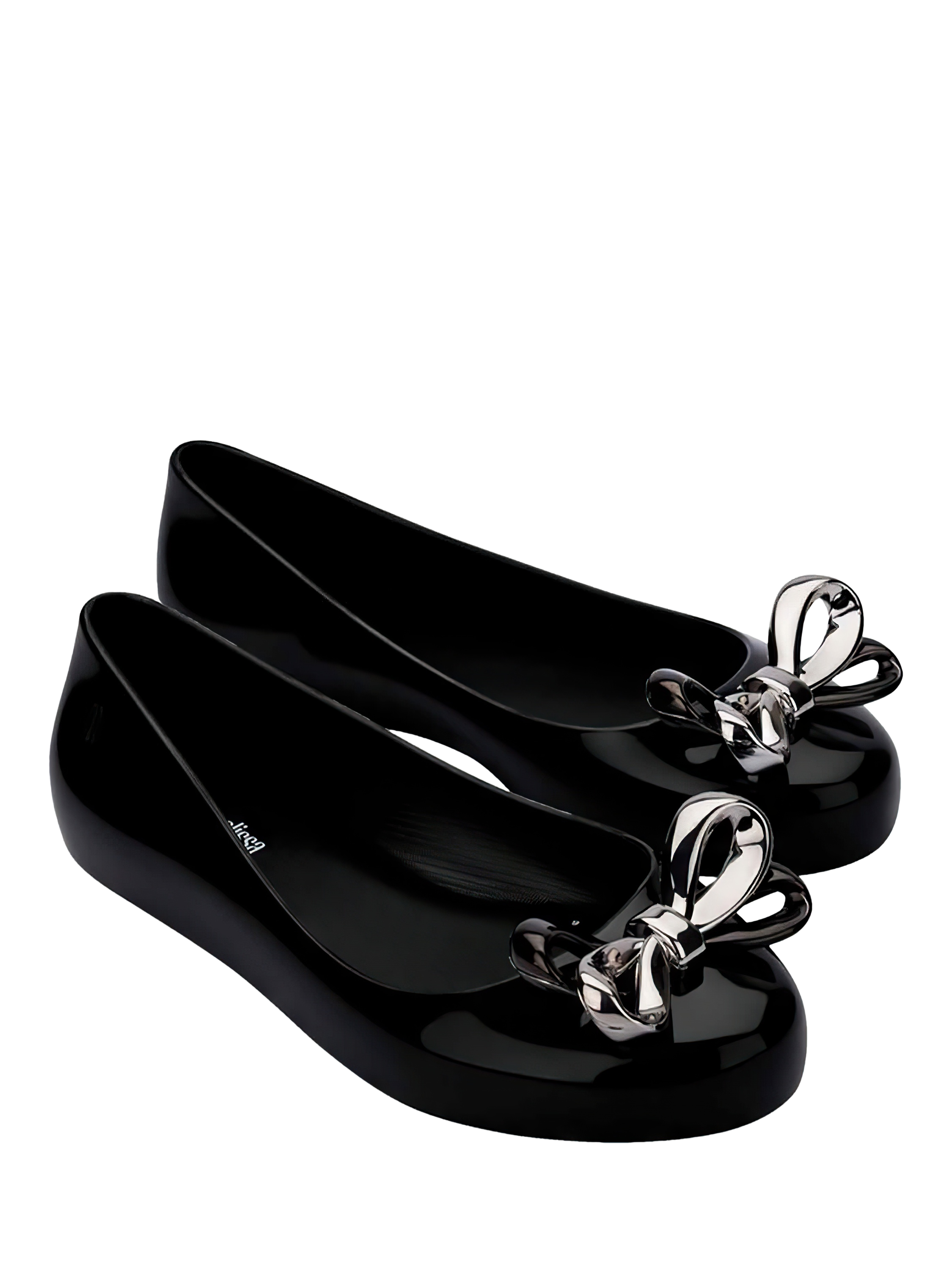 Product image 2 of 2, which shows Mini Melissa Kids' Sweet Love Glam Jelly Ballet Flats, Black, 11 Jnr