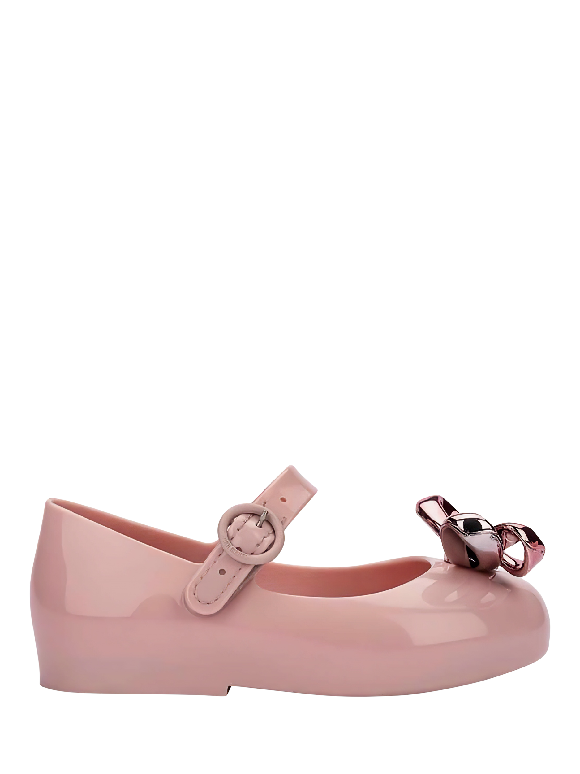 Product image 1 of 4, which shows Mini Melissa Kids' Sweet Love Buckled Jelly Ballet Flats, Pink, 4 Jnr