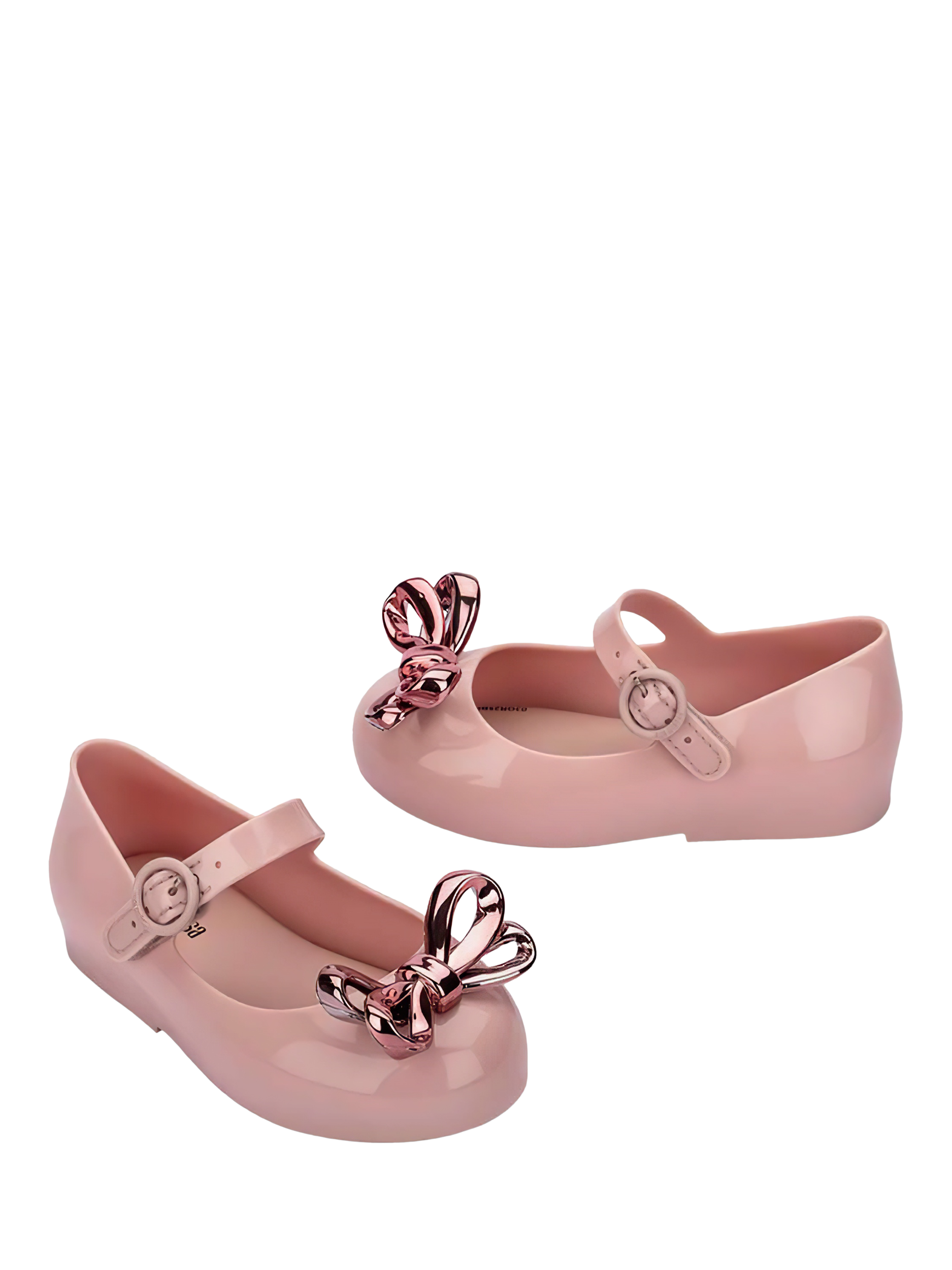 Product image 2 of 4, which shows Mini Melissa Kids' Sweet Love Buckled Jelly Ballet Flats, Pink, 4 Jnr