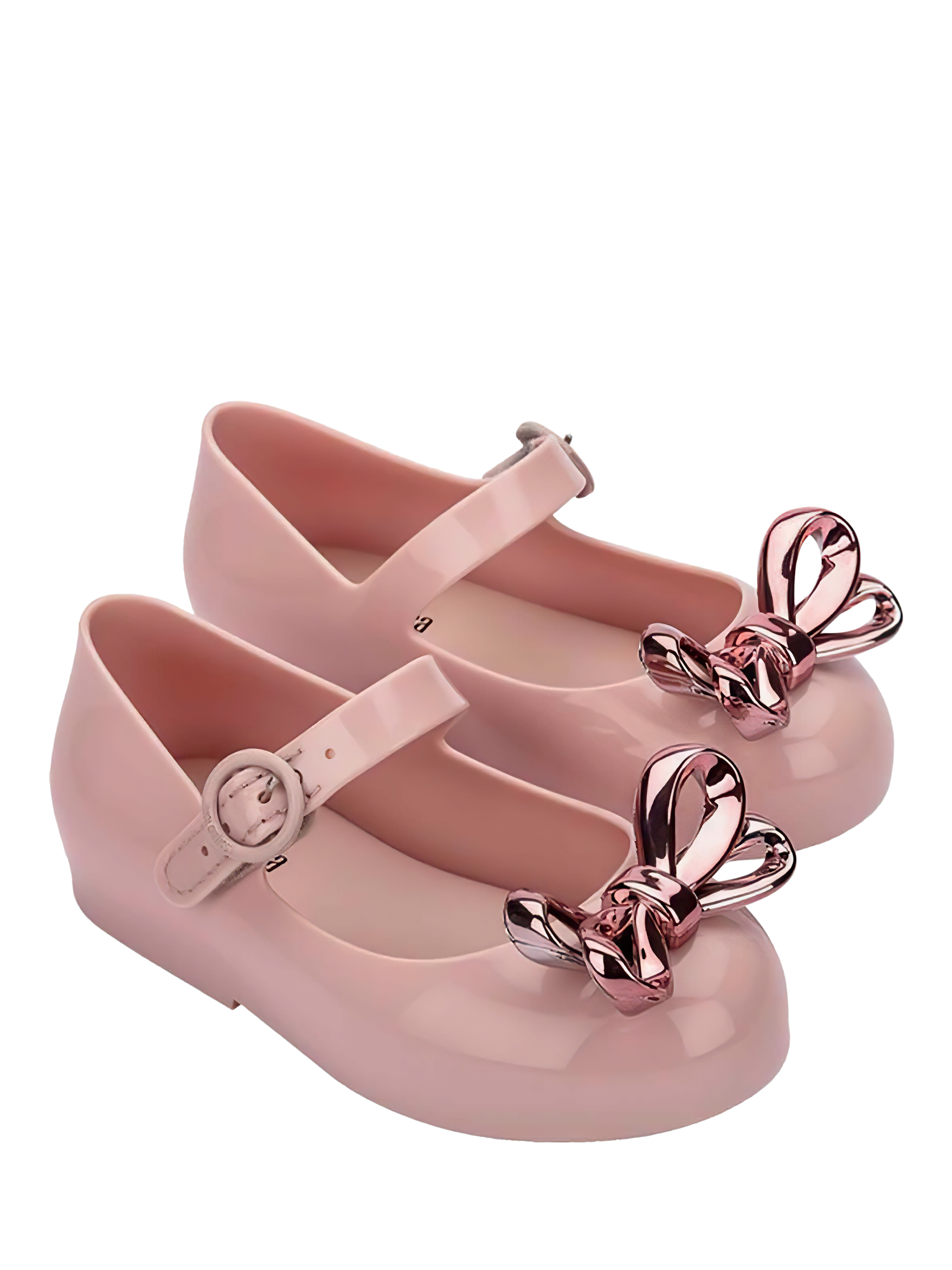 Product image 4 of 4, which shows Mini Melissa Kids' Sweet Love Buckled Jelly Ballet Flats, Pink, 4 Jnr