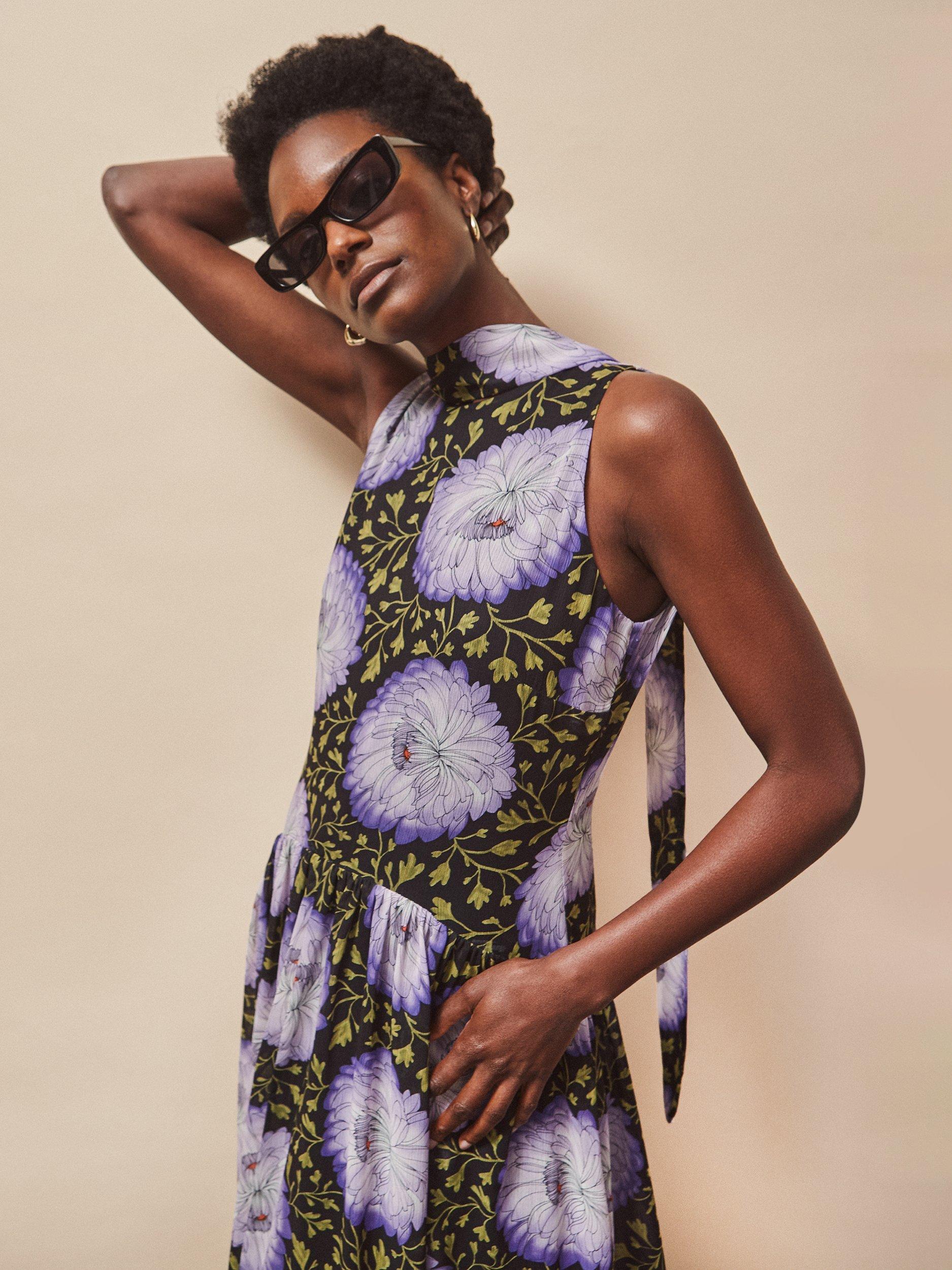 Product image 4 of 5, which shows Ro&Zo Iris Print Chiffon Dress, Lilac/Multi, 8