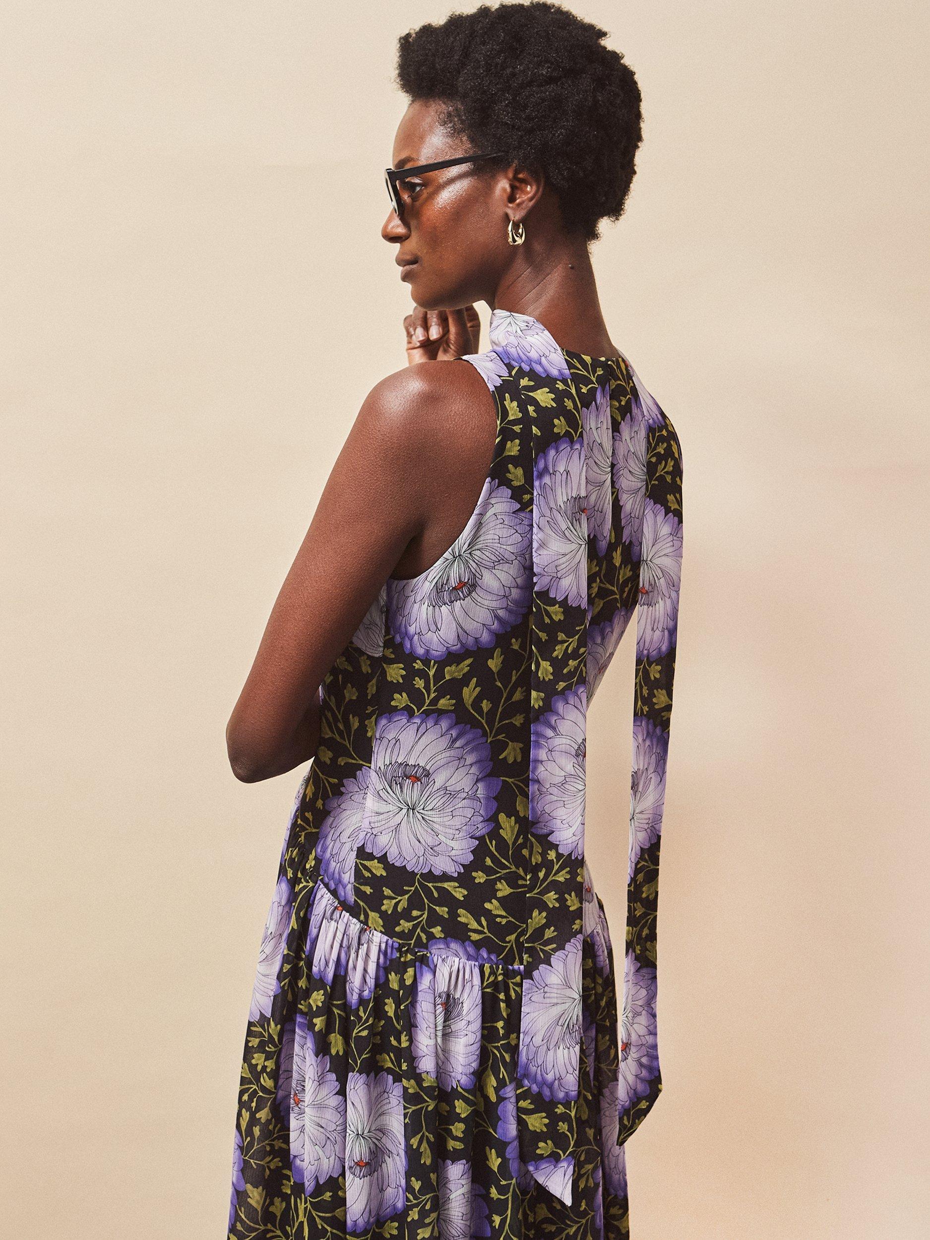 Product image 5 of 5, which shows Ro&Zo Iris Print Chiffon Dress, Lilac/Multi, 8