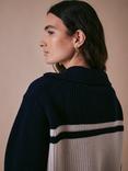 Cape Cove Cowrie Pure Merino Wool Jumper, Navy/White
