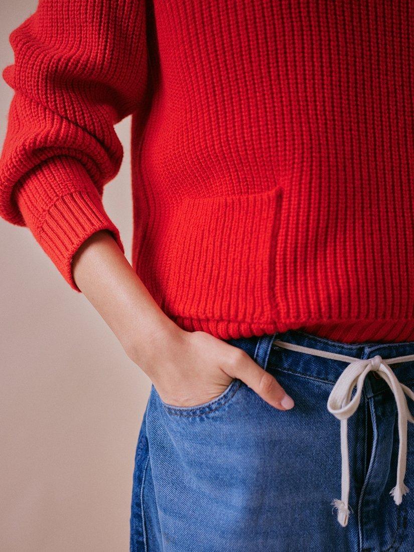 Product image 2 of 5, which shows Cape Cove Cowrie Pure Merino Wool Jumper, Red, XS