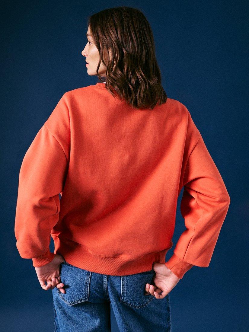 Product image 4 of 5, which shows Cape Cove Mandala Sleeve Sweatshirt, Orange/White, XS