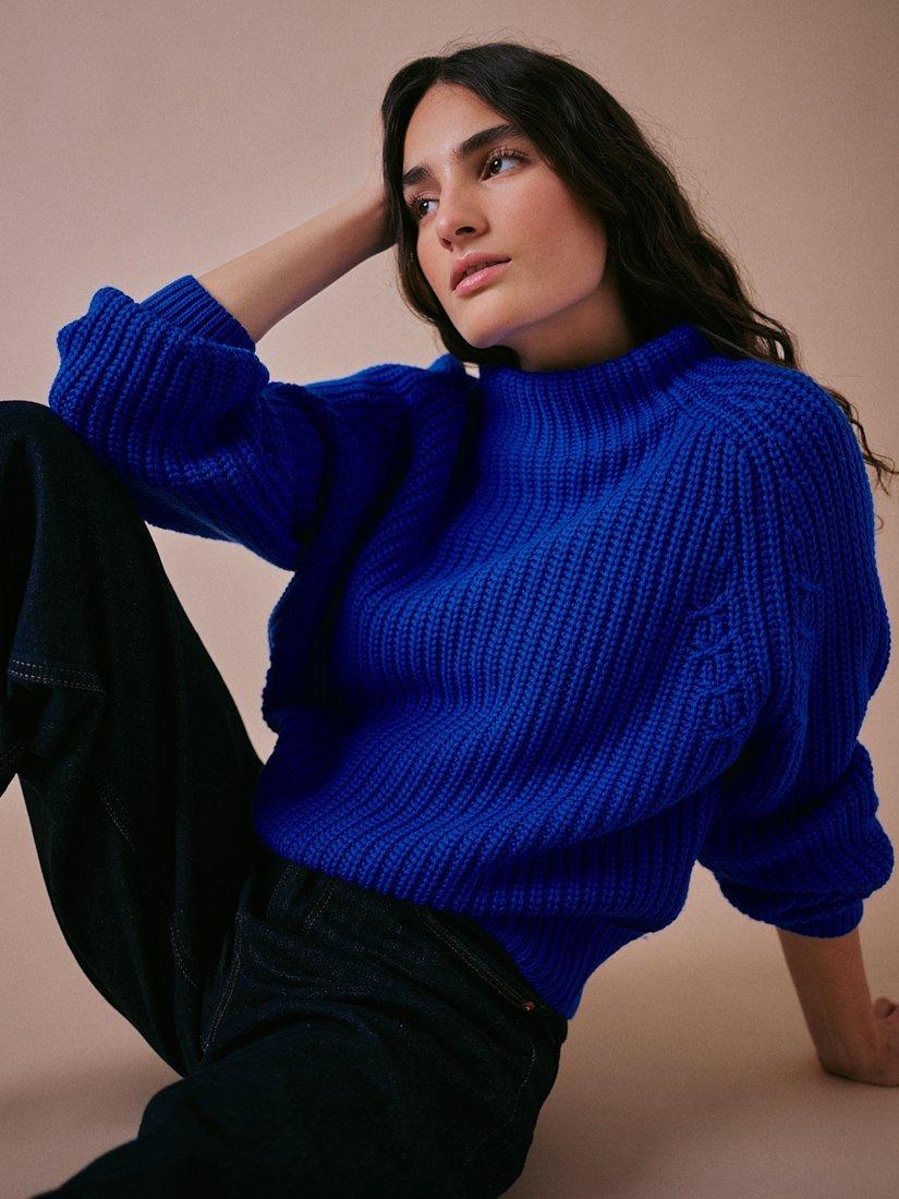 Product image 4 of 5, which shows Cape Cove Dusk Pure Merino Wool Jumper, Blue, XS