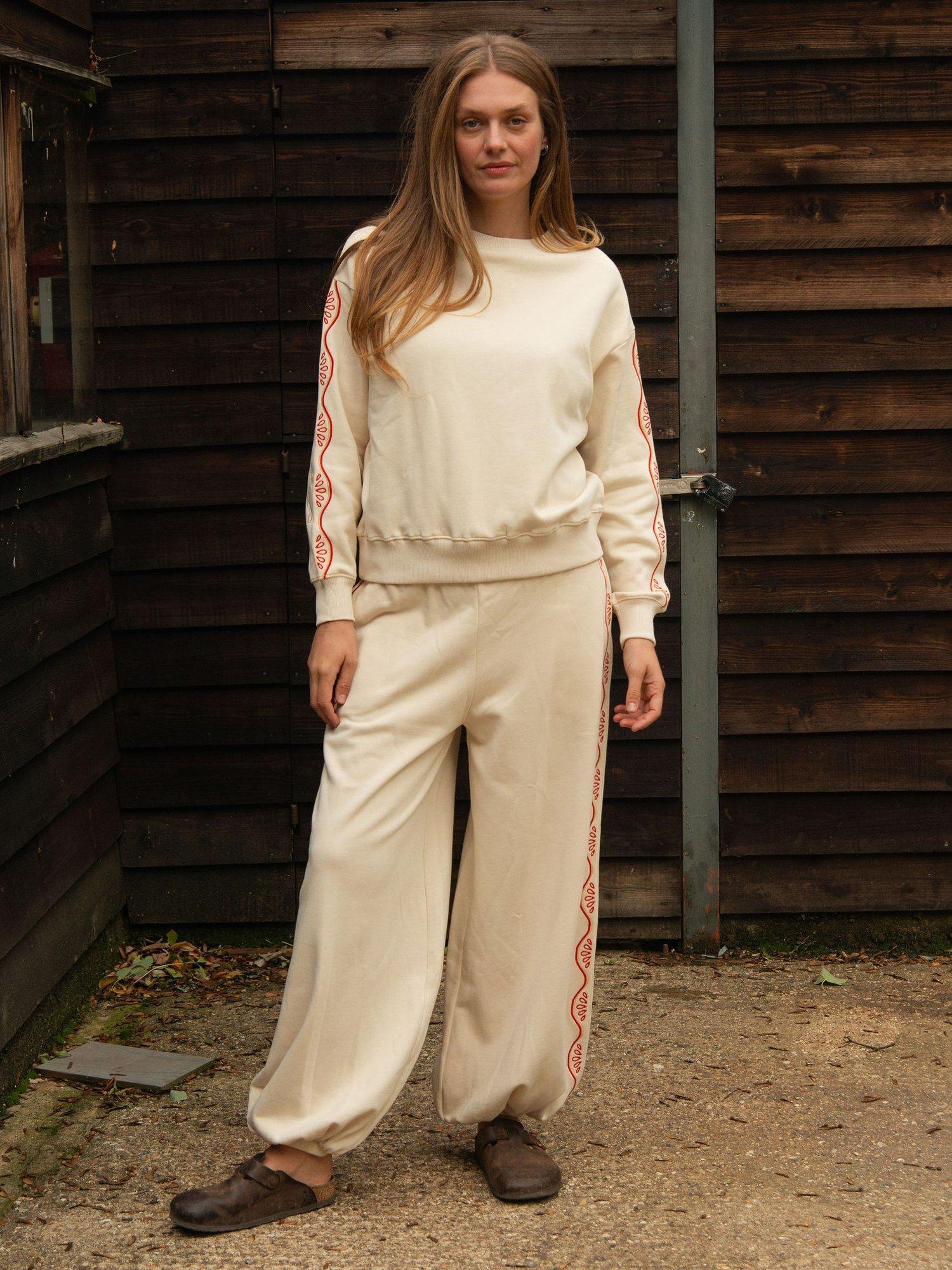 Product image 1 of 11, which shows Cape Cove Rhythm Cotton Sweatshirt, White/Red, XS