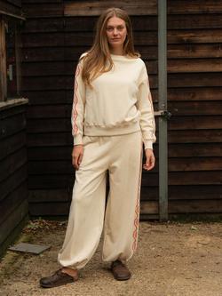 Cape Cove Rhythm Cotton Sweatshirt, White/Red, White/Red