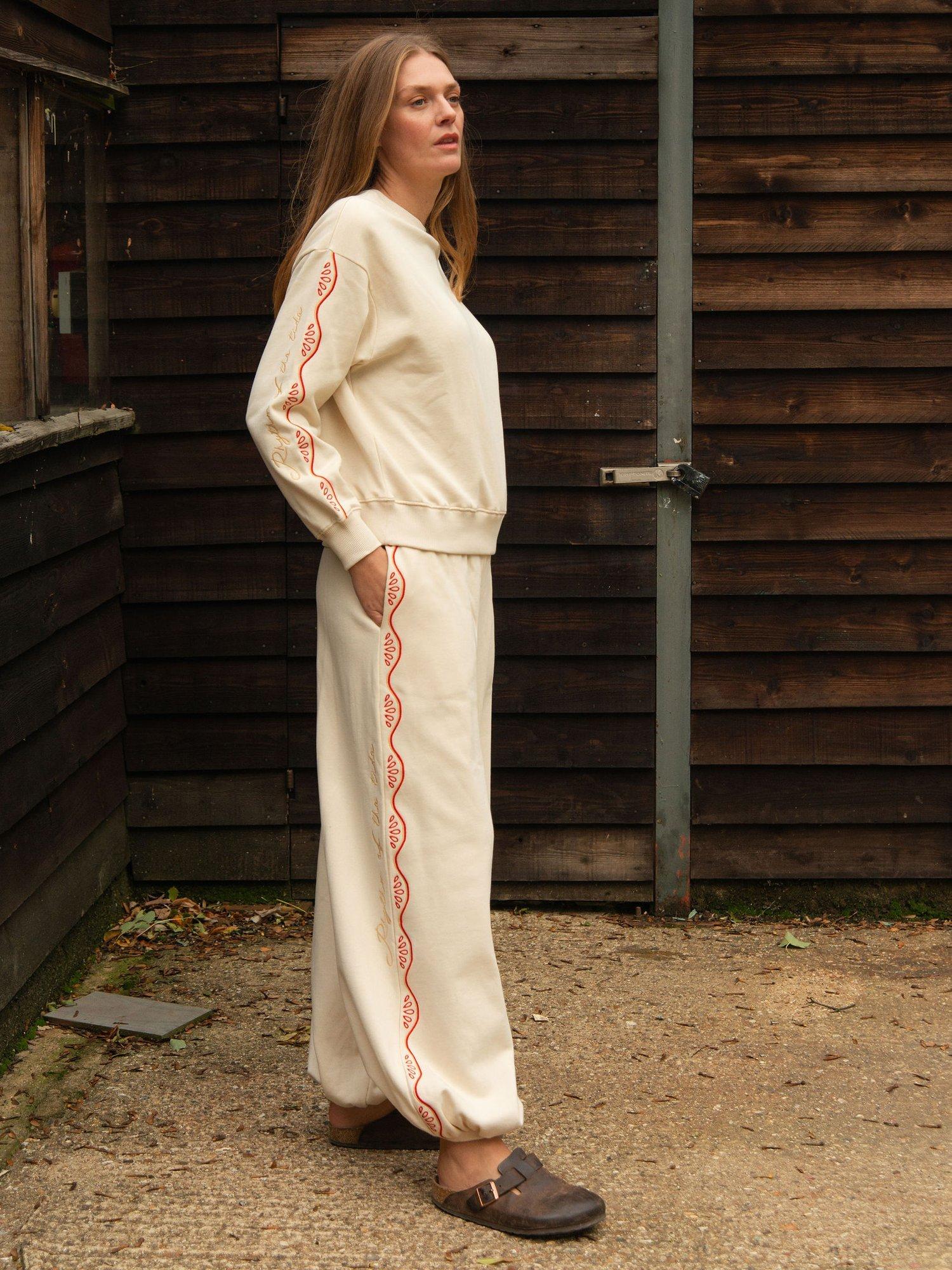 Product image 3 of 11, which shows Cape Cove Rhythm Cotton Sweatshirt, White/Red, XS