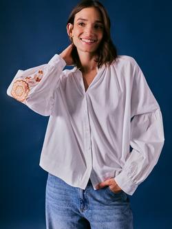 Cape Cove Mandala Sleeve Shirt, White/Orange, White/Orange