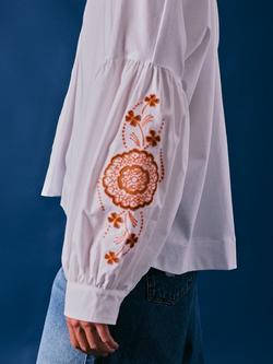 Cape Cove Mandala Sleeve Shirt, White/Orange - view 2, White/Orange