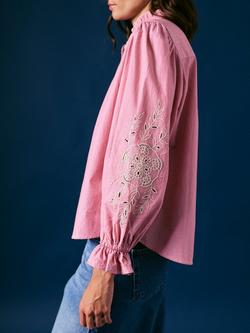 Cape Cove Carla Ruffle Trim Shirt, Pink/White - view 2, Pink/White