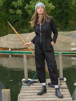 Cape Cove Zip Barrel Leg Jumpsuit, Black, Black