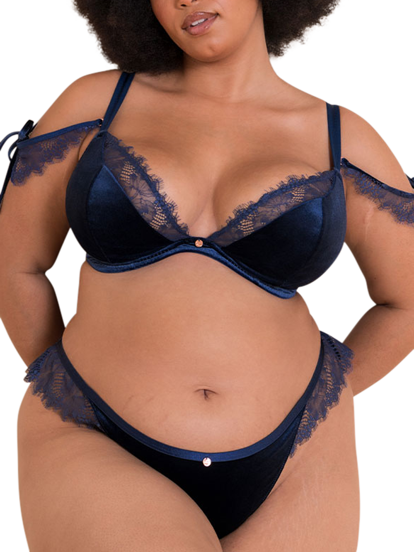 Product image 3 of 8, which shows Curvy Kate Glamour Puss Thong, Midnight Navy, S
