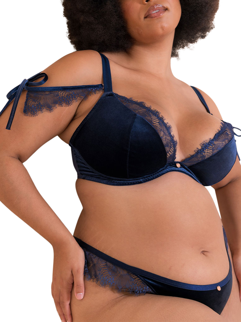 Product image 4 of 8, which shows Curvy Kate Glamour Puss Thong, Midnight Navy, S