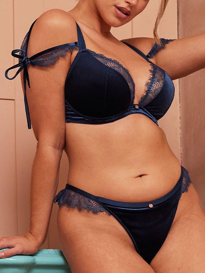 Product image 6 of 8, which shows Curvy Kate Glamour Puss Thong, Midnight Navy, S