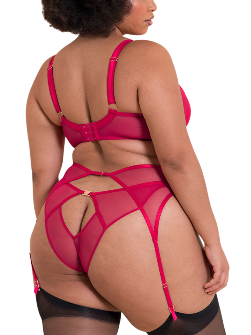 Product image 4 of 6, which shows Curvy Kate Loved Up Suspender Belt, Crimson, S