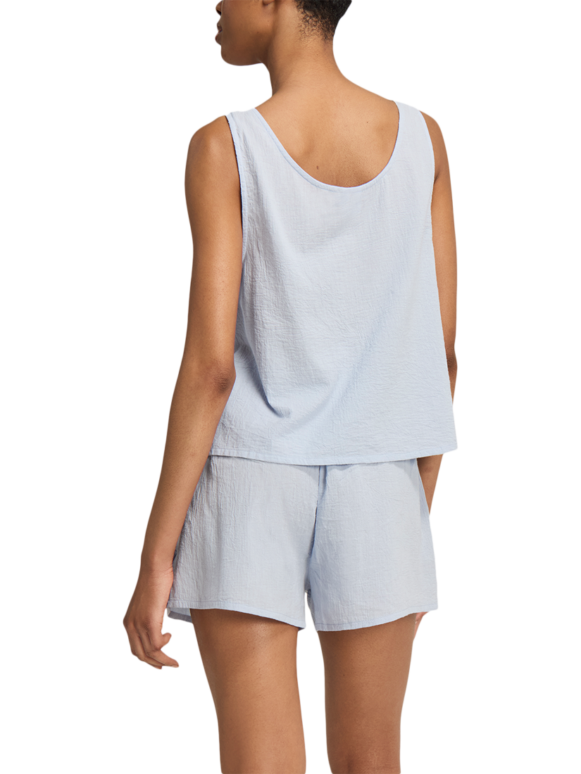 Product image 2 of 4, which shows Nudea Scoop Neck Pure Organic Cotton Pyjama Top, Sky, XS