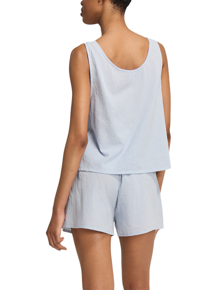 Nudea Scoop Neck Pure Organic Cotton Pyjama Top, Sky - view 2, Sky