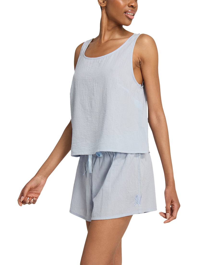 Product image 3 of 4, which shows Nudea Scoop Neck Pure Organic Cotton Pyjama Top, Sky, XS