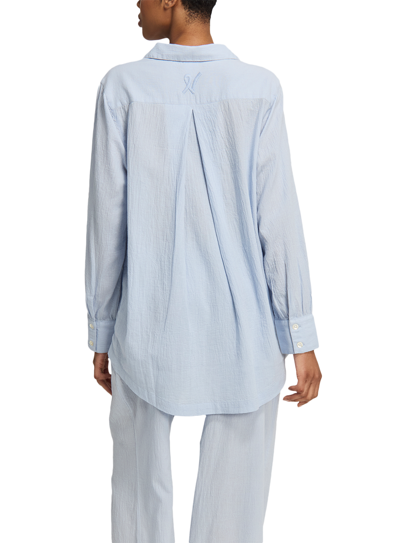 Product image 2 of 5, which shows Nudea Relaxed Pure Organic Cotton Pyjama Shirt, Sky, XS