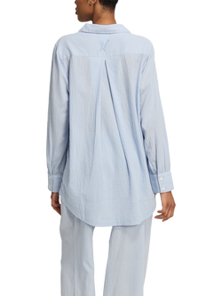 Nudea Relaxed Pure Organic Cotton Pyjama Shirt, Sky - view 2, Sky