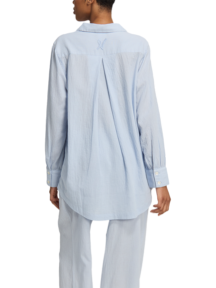 Nudea Relaxed Pure Organic Cotton Pyjama Shirt, Sky - view 2, Sky