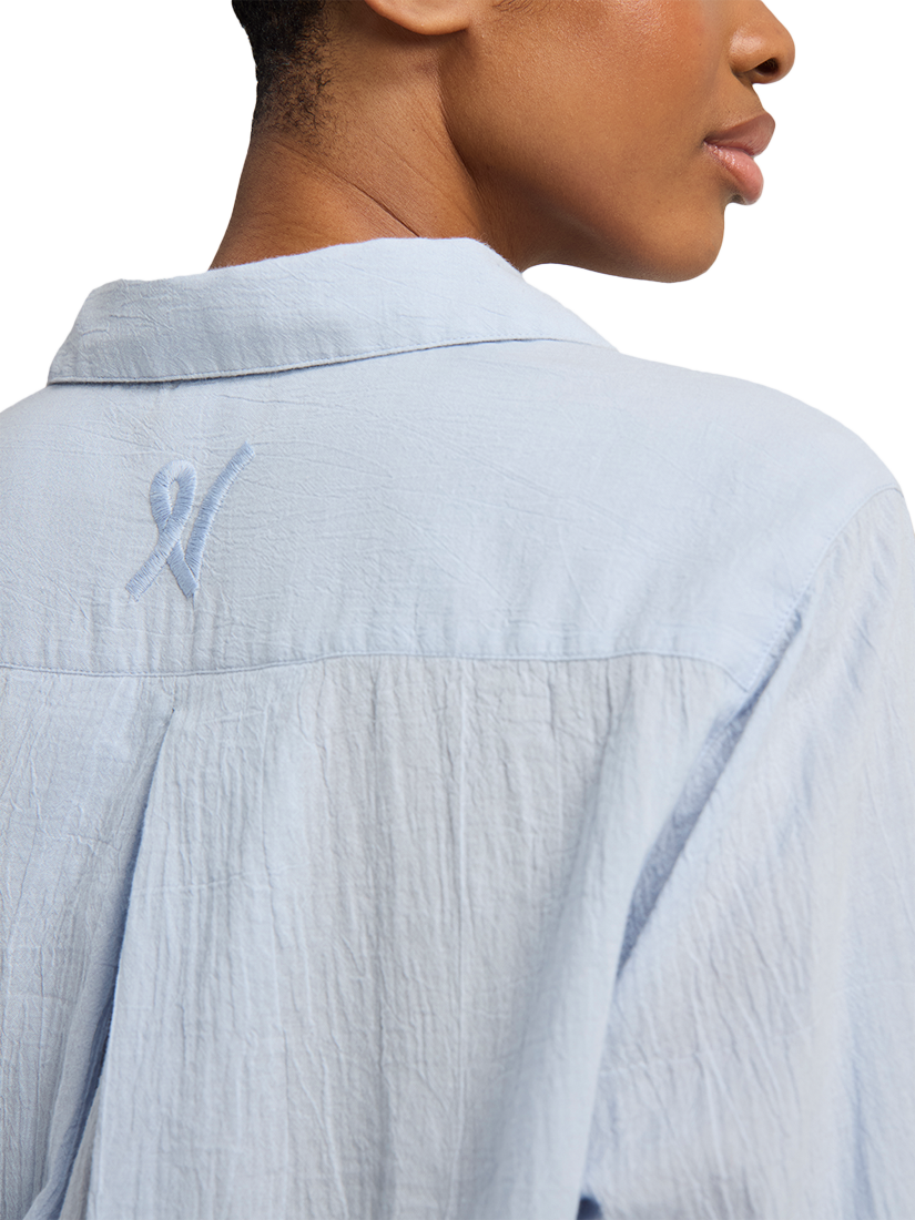 Product image 4 of 5, which shows Nudea Relaxed Pure Organic Cotton Pyjama Shirt, Sky, XS
