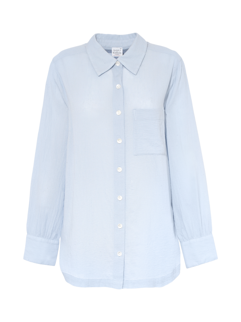 Product image 5 of 5, which shows Nudea Relaxed Pure Organic Cotton Pyjama Shirt, Sky, XS