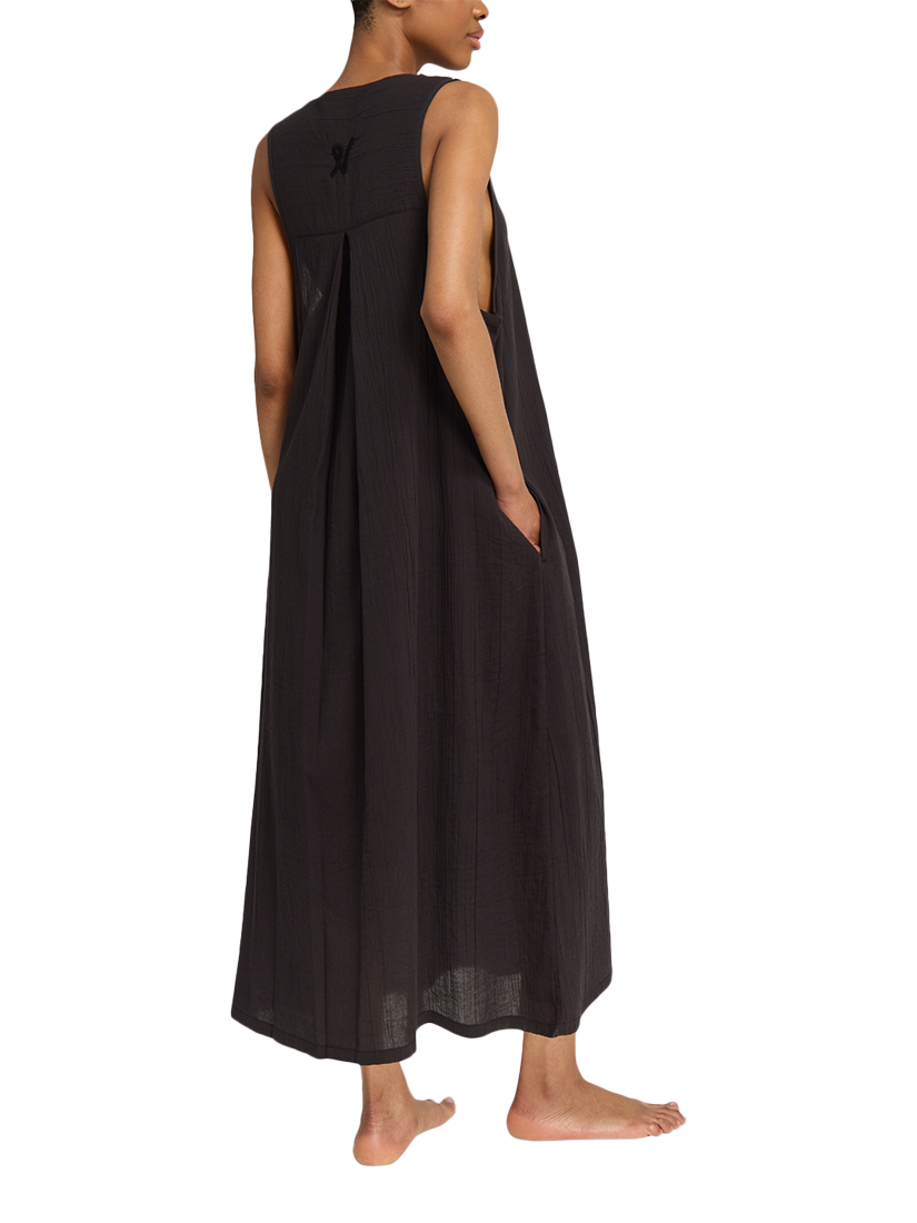 Product image 2 of 3, which shows Nudea V-Neck Organic Cotton Maxi Nightdress, Black, XS